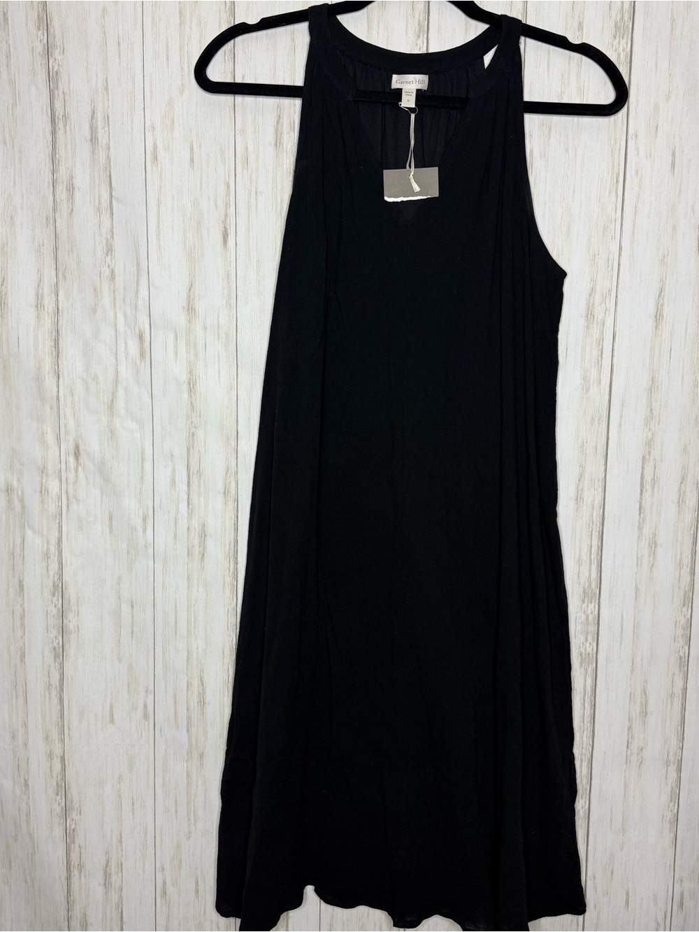 Garnet Hill NWT black cotton high neck dress Small